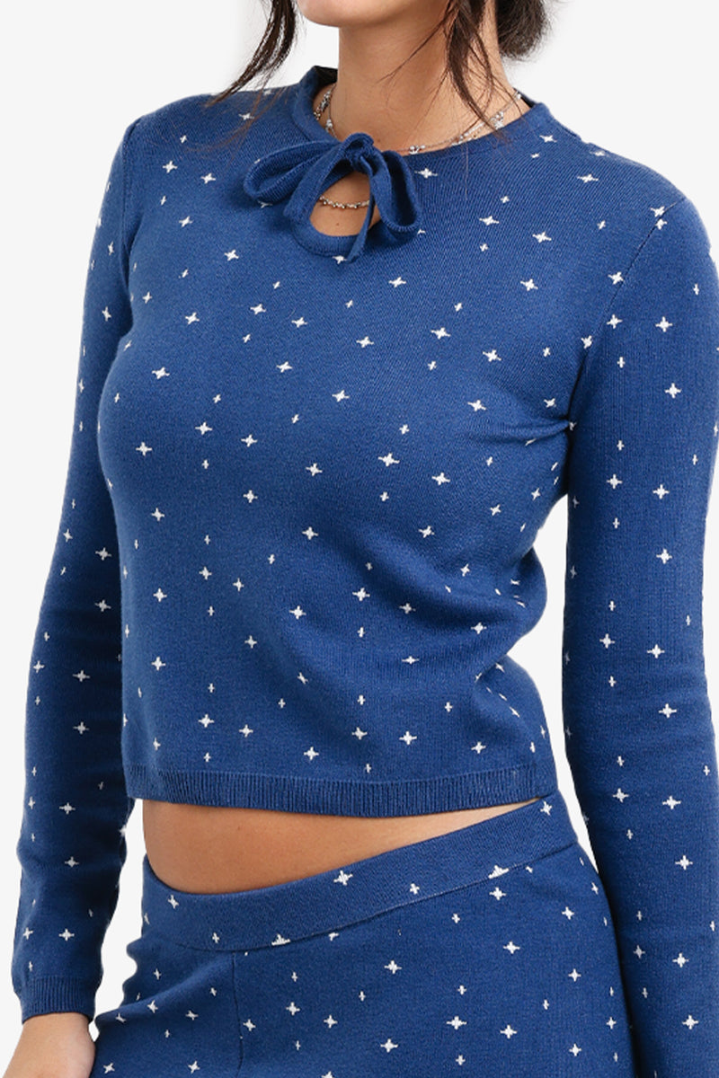 Wool Star Printed Cozy Pyjama Set – Blue