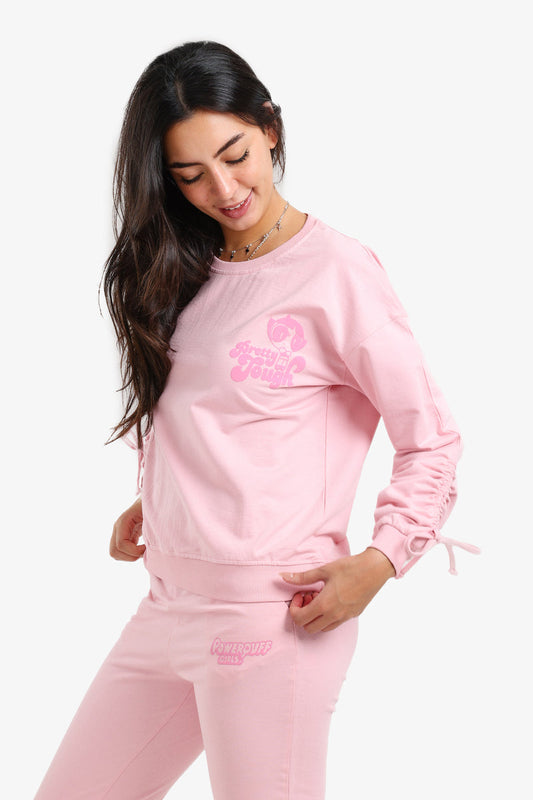 French Terry Printed Pajama Top – Pink