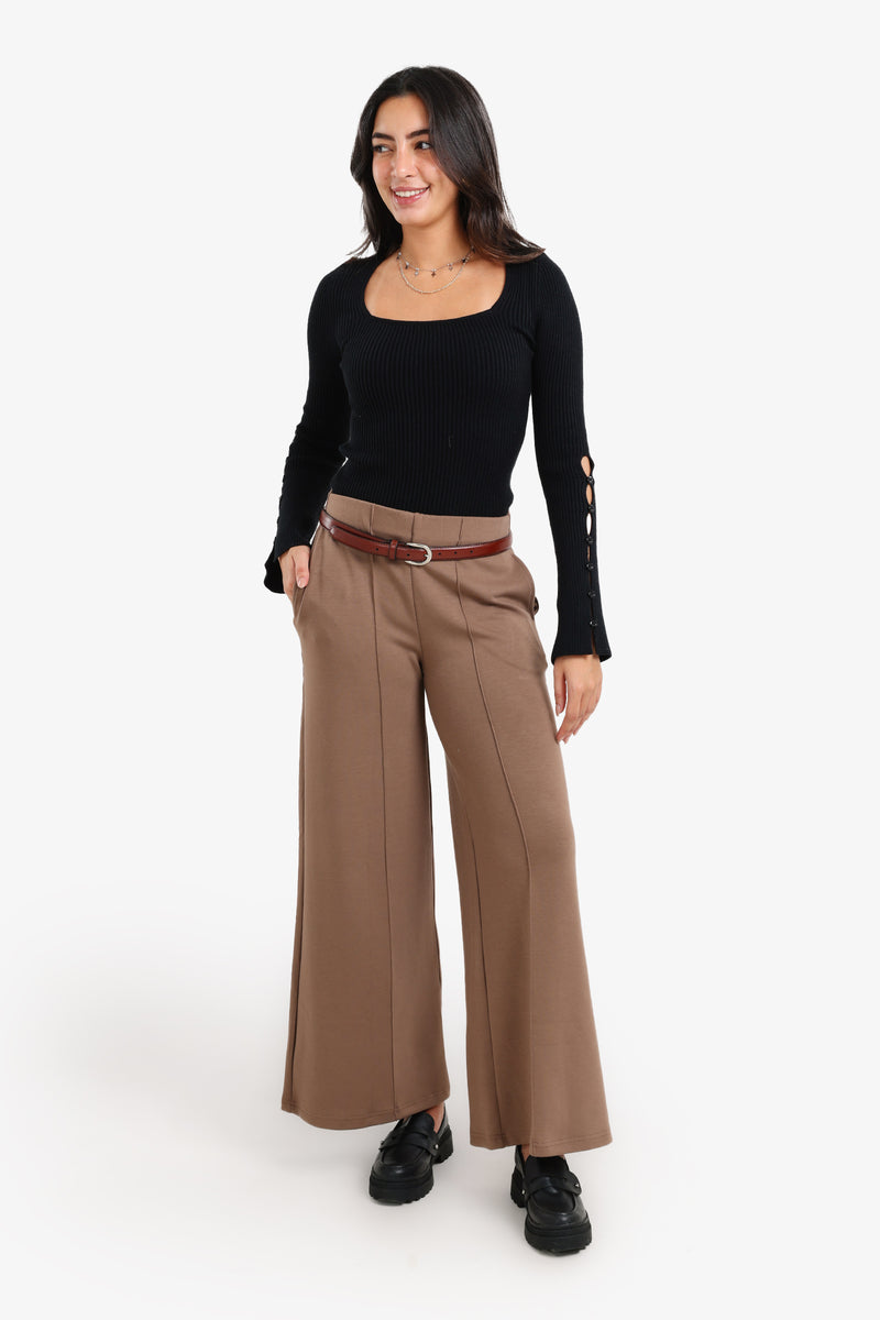 Viscose Square-Neck Pullover – Black