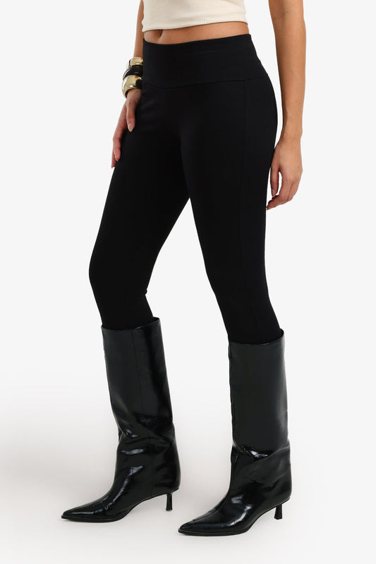 Jersey Solid Wide Waist Leggings – Black