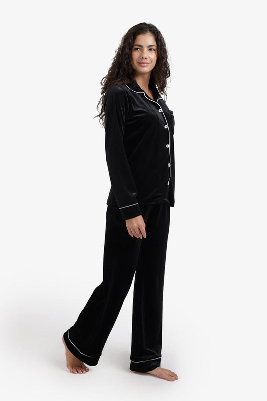 Velvet Pyjama Set – Black