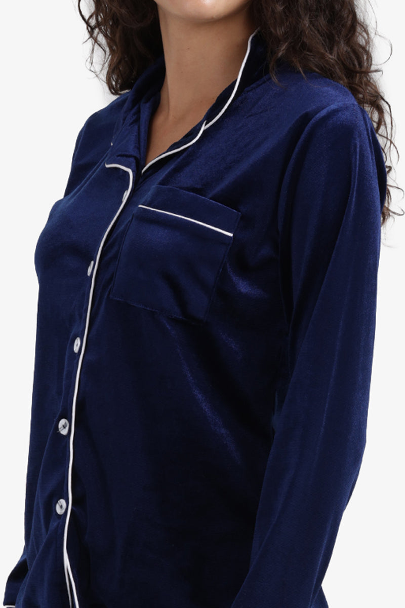 Velvet Pyjama Set – Navy
