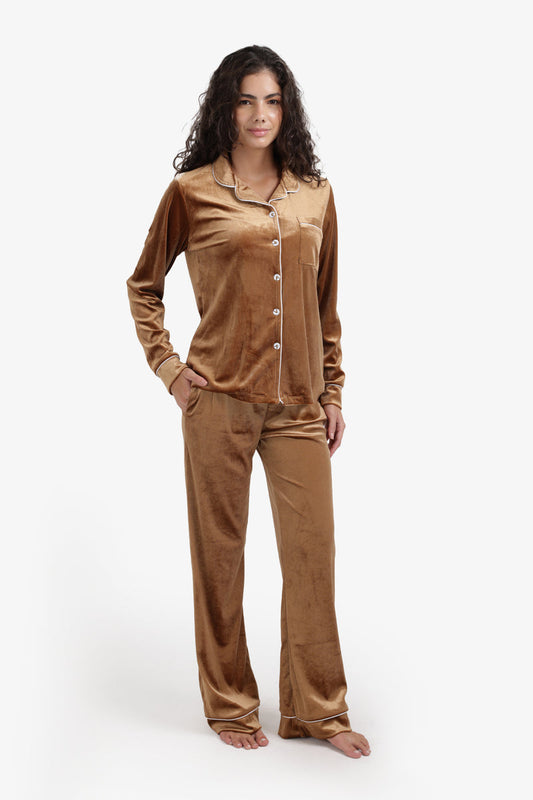 Velvet Pyjama Set – Caramel