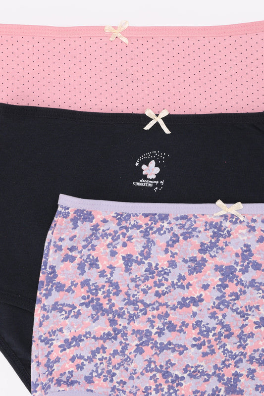 Pack of 3 Cotton Colored Full Brief Panties – Multicolor
