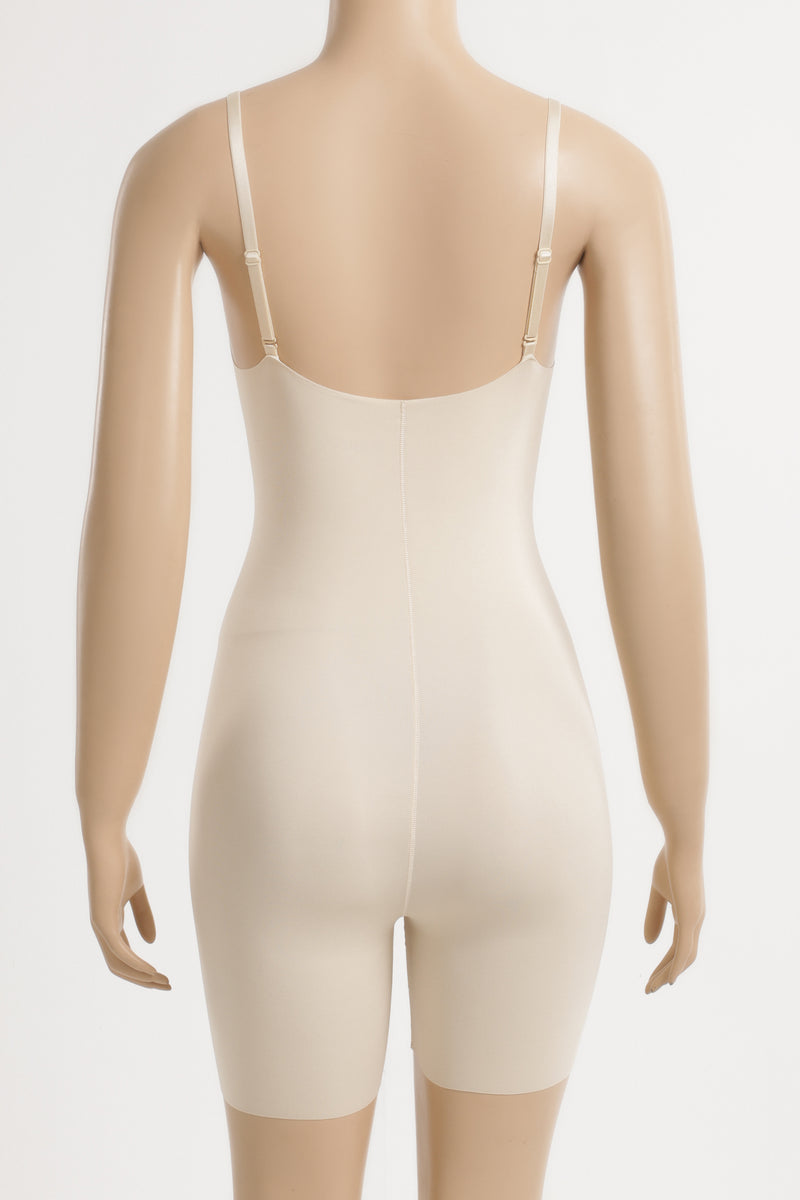 Polyamide Blend Plain Braless Bodysuit – Nude