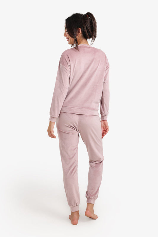 Velvet Solid Pajama Set – Dusty Pink