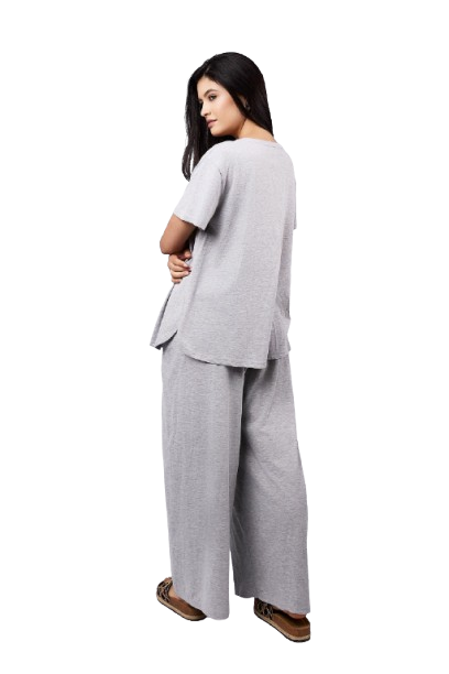 Flowing Wide-Leg Pants - Grey