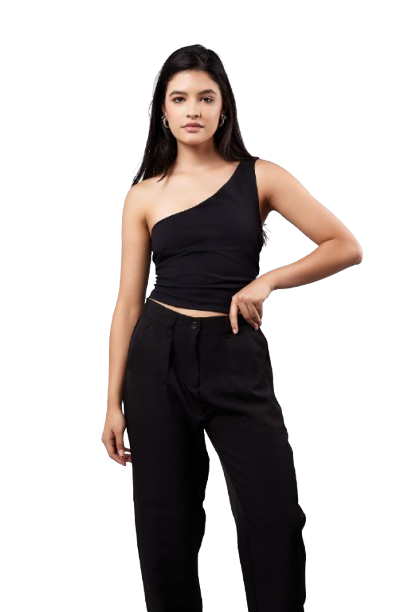 Double Layered One Shoulder Body - Black