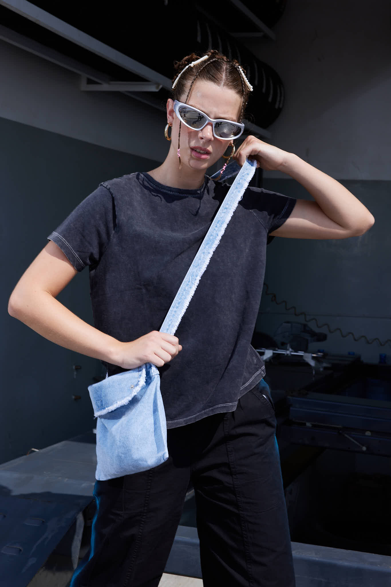 Denim Shoulder Bag - Light Blue