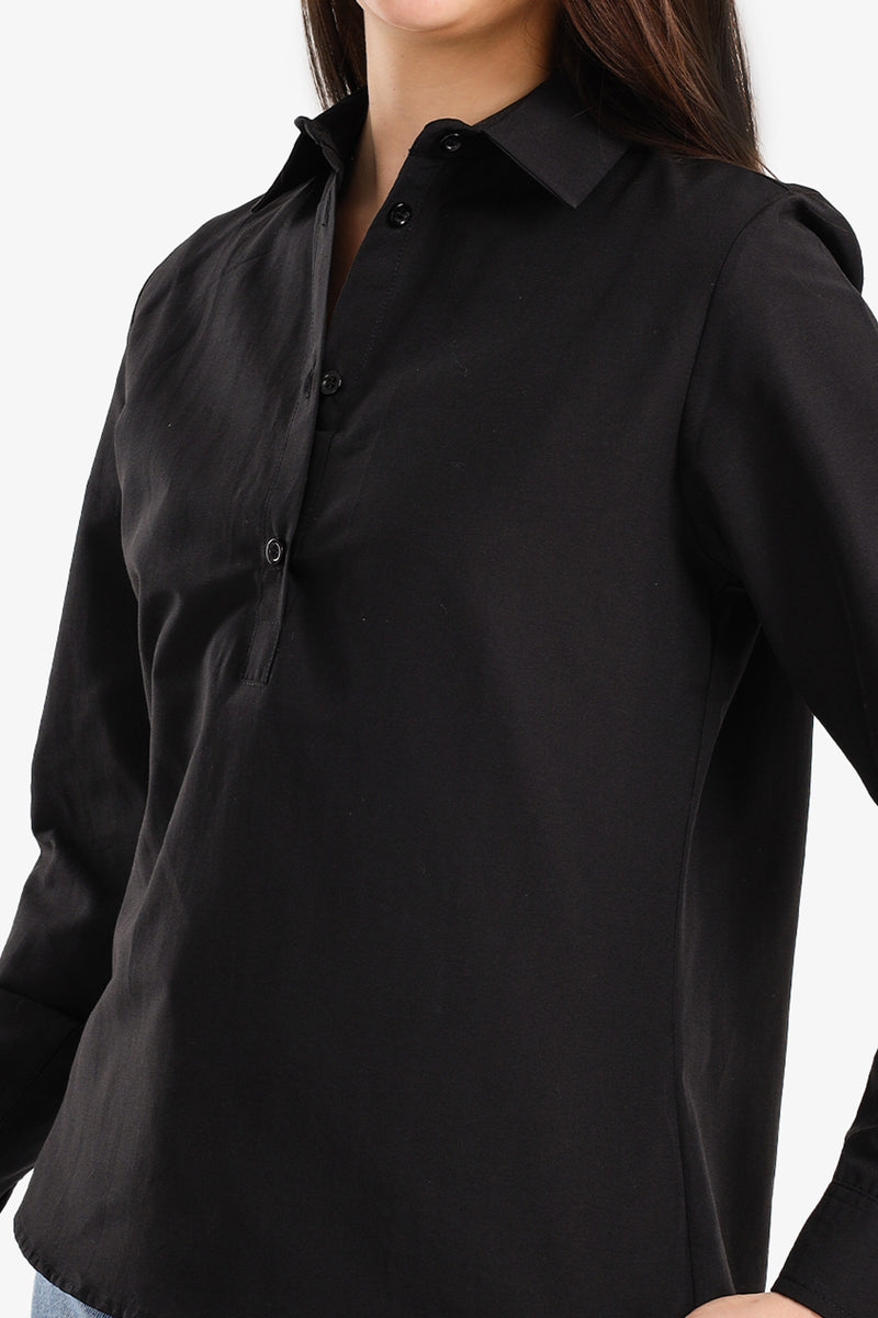 Cotton Solid Shirt – Black