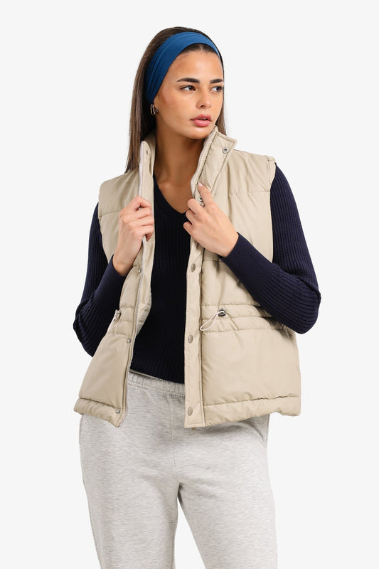 Waterproof Quilted Puffer Vest – Ivory