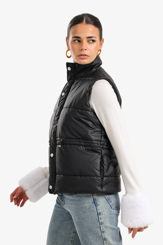 Waterproof Quilted Puffer Vest – Black