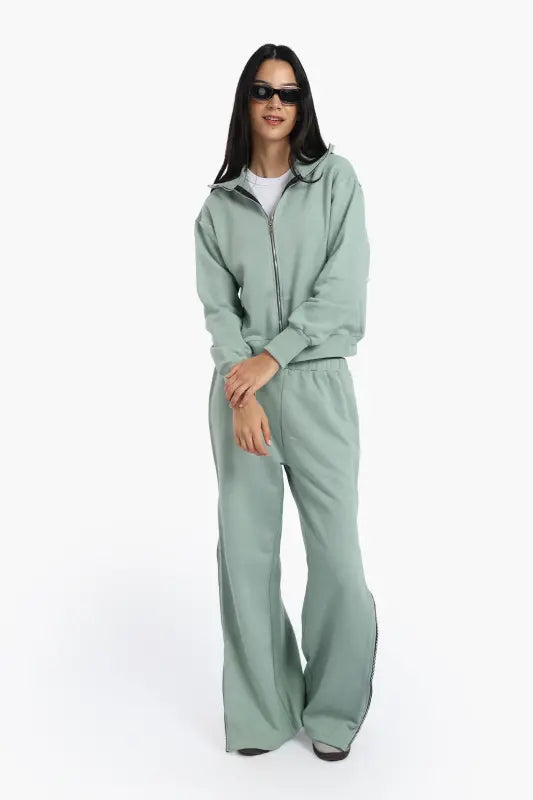 Cotton Blend Solid Lounge Pants – Light Mint