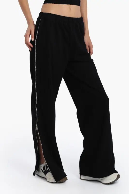 Cotton Blend Solid Lounge Pants – Black