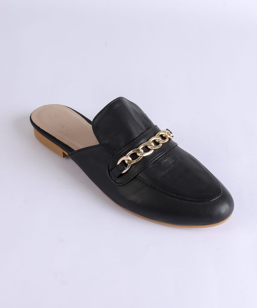 Faux Leather Slip-On Mules - Black