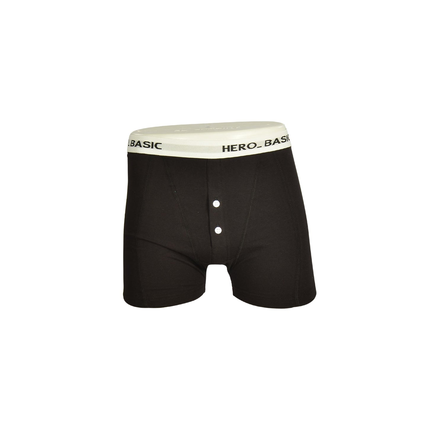 Cotton Lycra Plain Front Button Boxer – Black