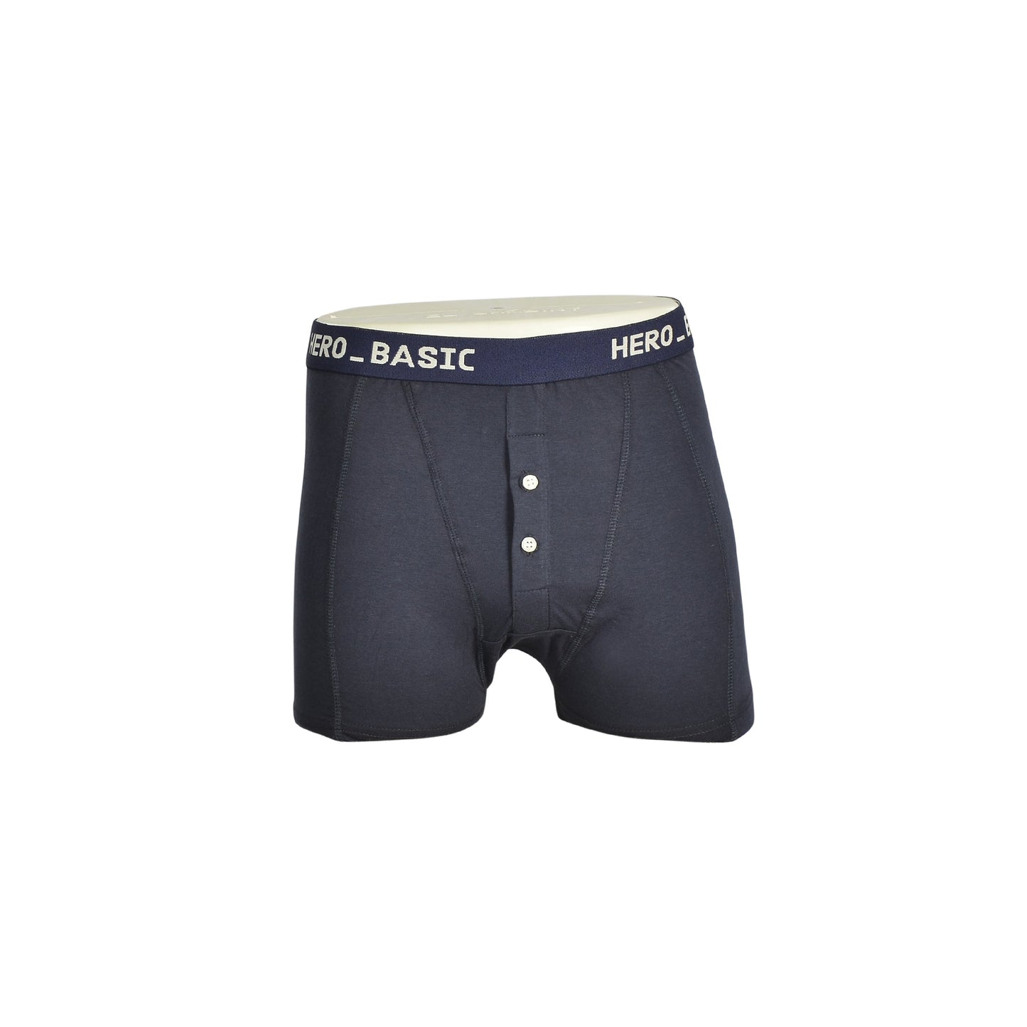 Cotton Lycra Plain Front Button Boxer – Navy