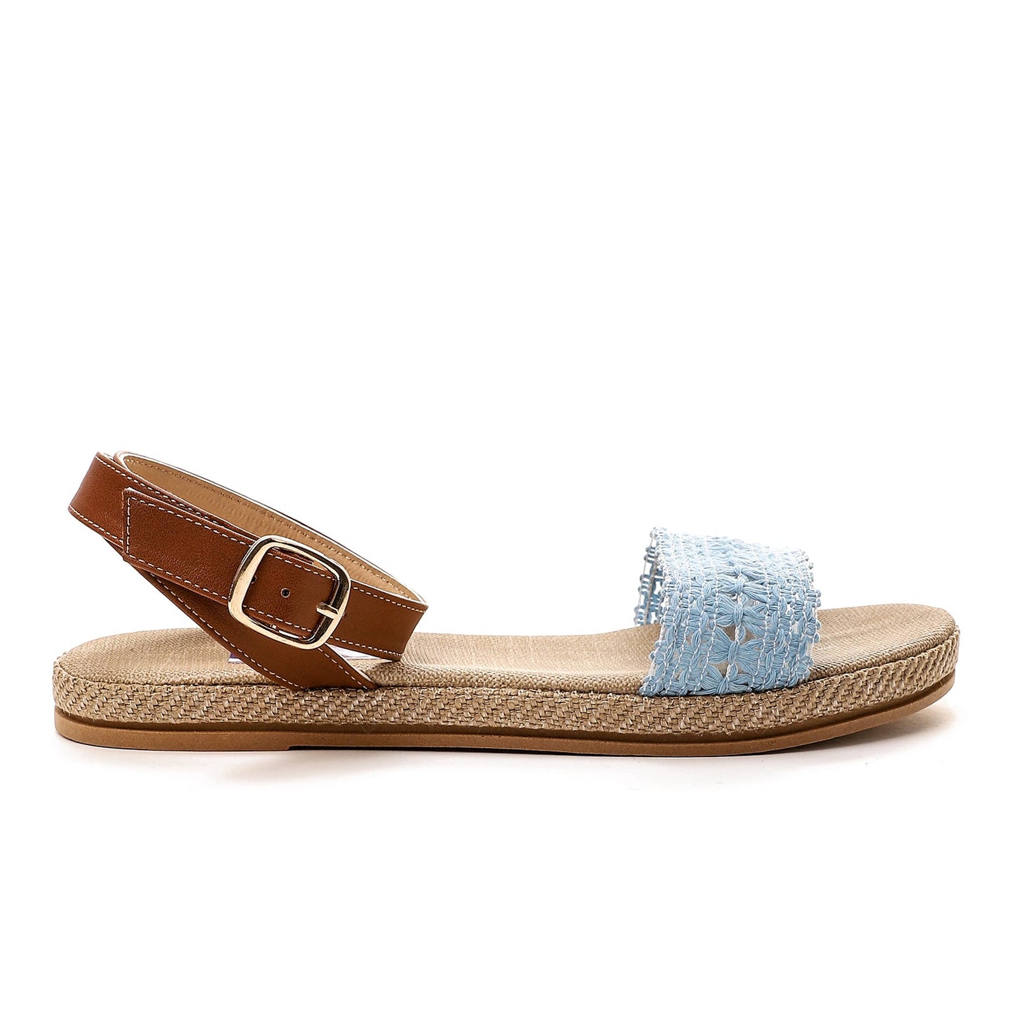 Woven Ankle Strap Sandals - Blue