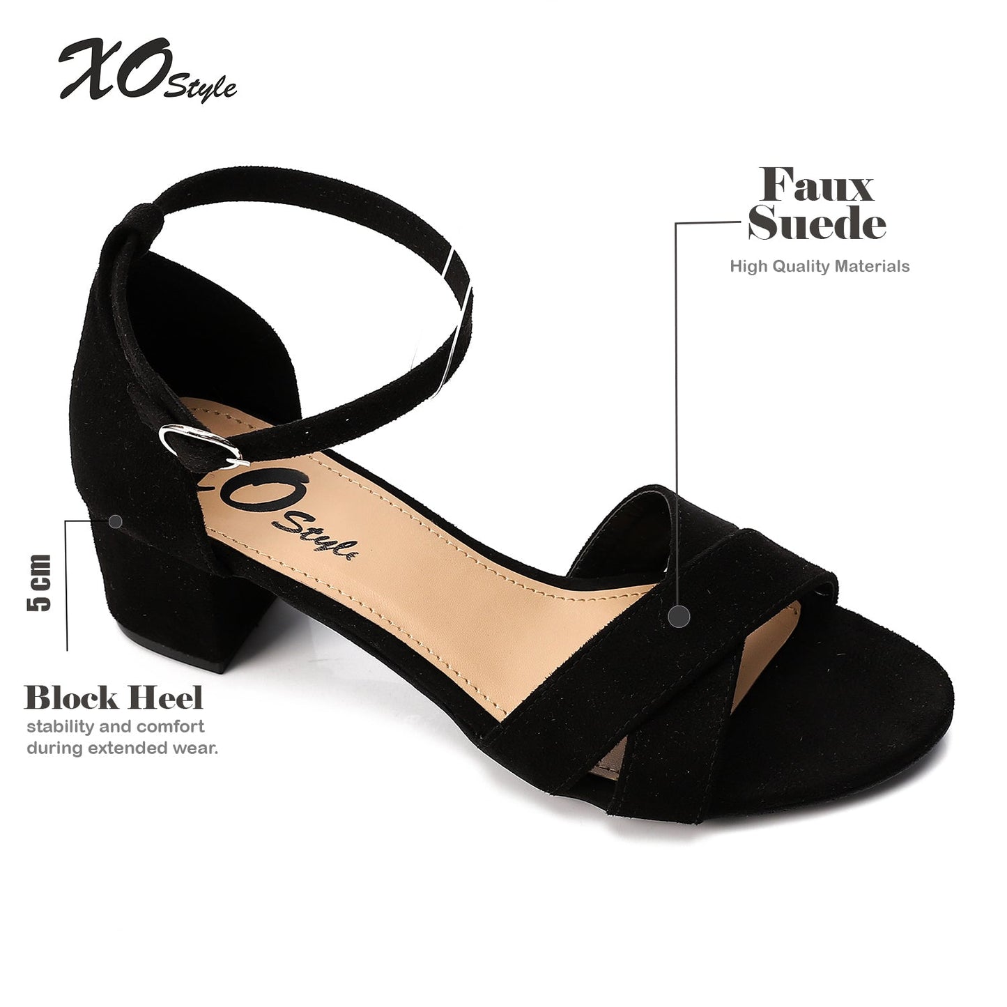 Suede Ankle Strap D'Orsay Pump - Black