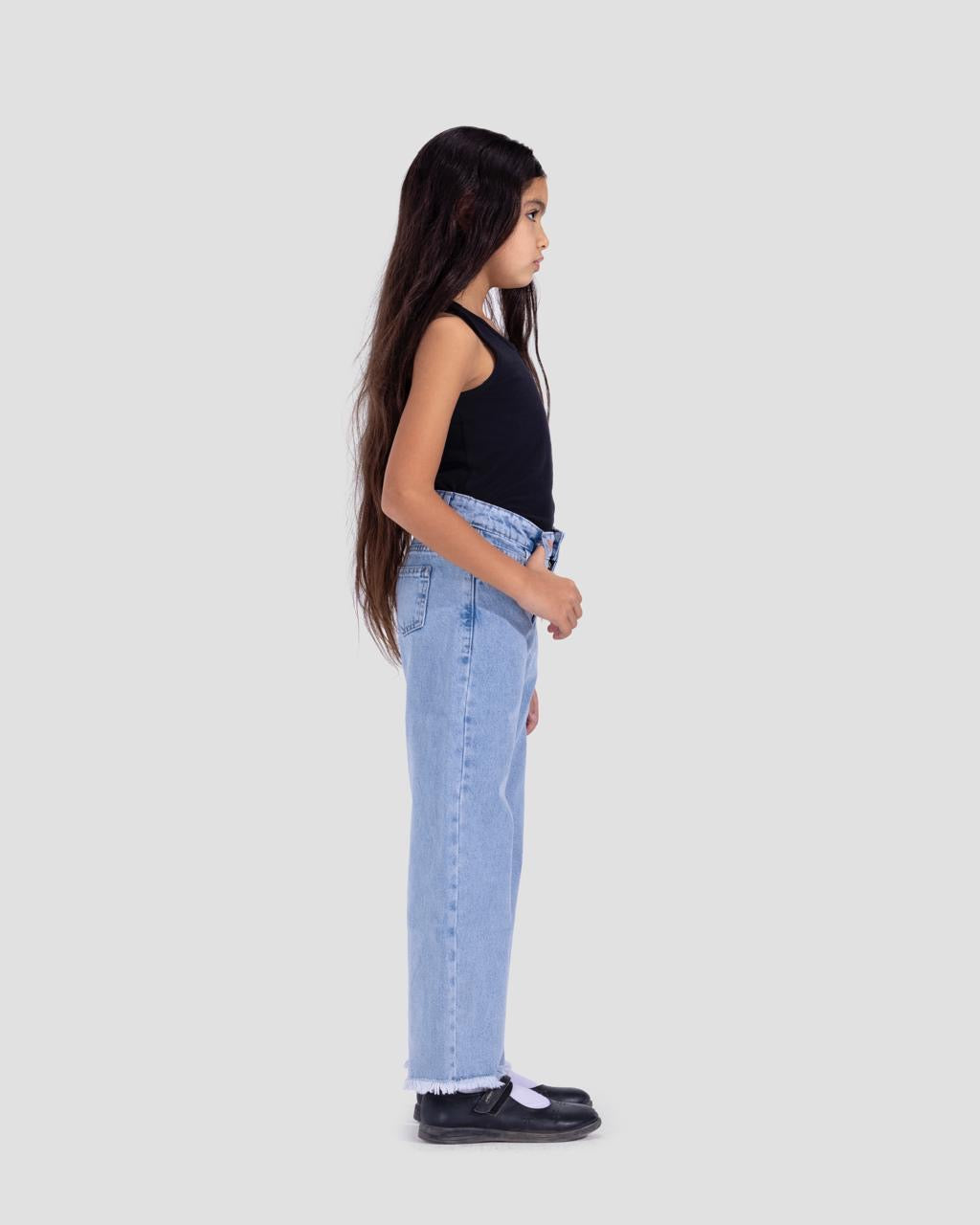 Denim Wide-Leg Jeans – Light Blue