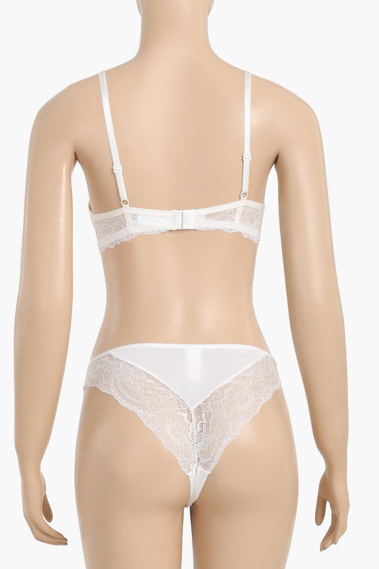 Wired Bra with Lace Panty Set