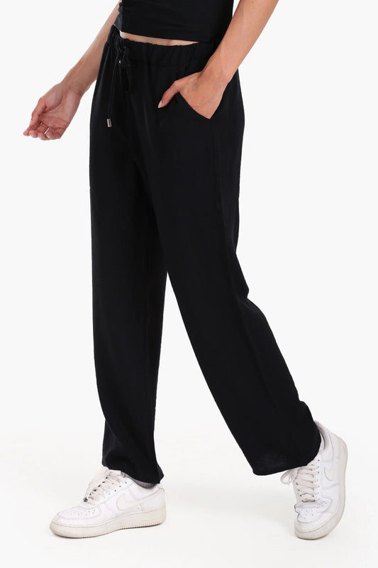 Tencel Solid Beach Pants – Black