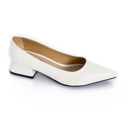 Faux Leather Flat Ballerina - White