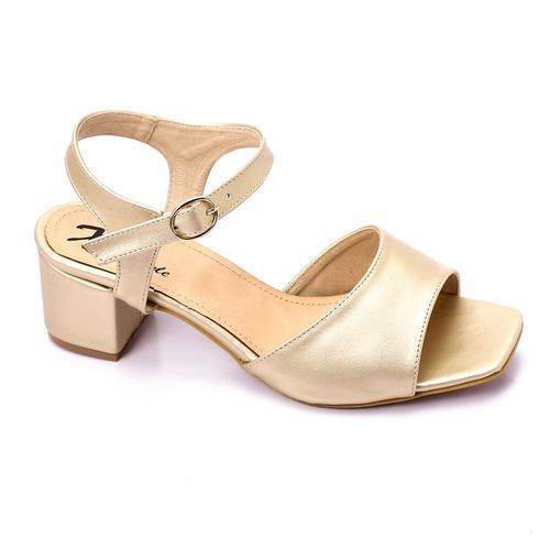 Faux Leather Plain Sandal - Gold