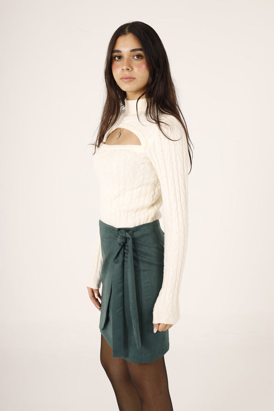 Suede Warp Mini Skirt - Green