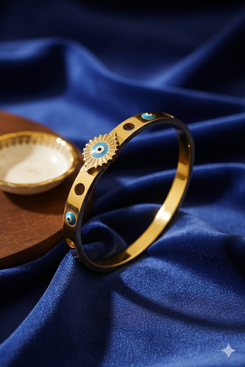 Stainless Steel Evil Eye Bracelet – Gold