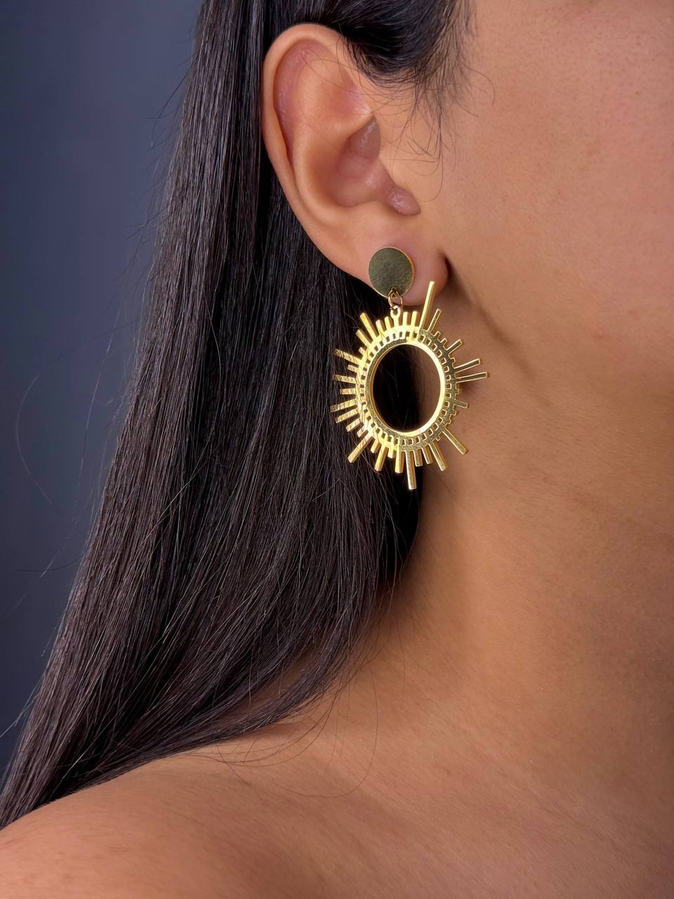 Gold-Plated Sun Earrings