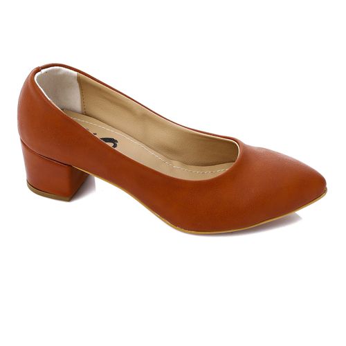 Faux leather Classic Heeled Shoes - Tan