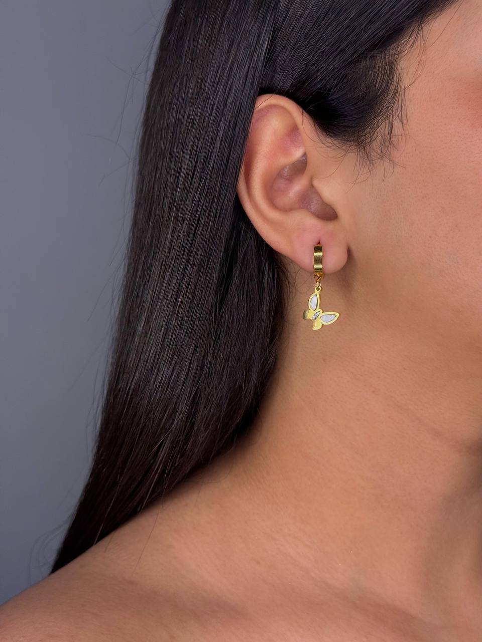 Gold-Plated Stainless Steel Butterfly Earrings