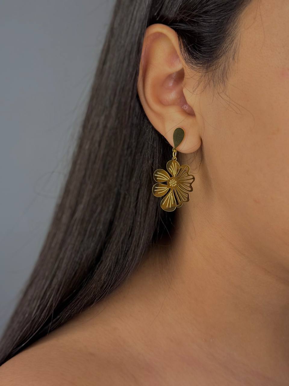Gold-Plated Flower Earrings