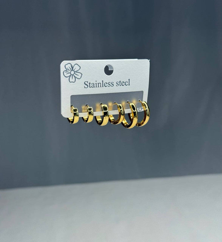 Gold-Plated Gold Hoop Earrings Set