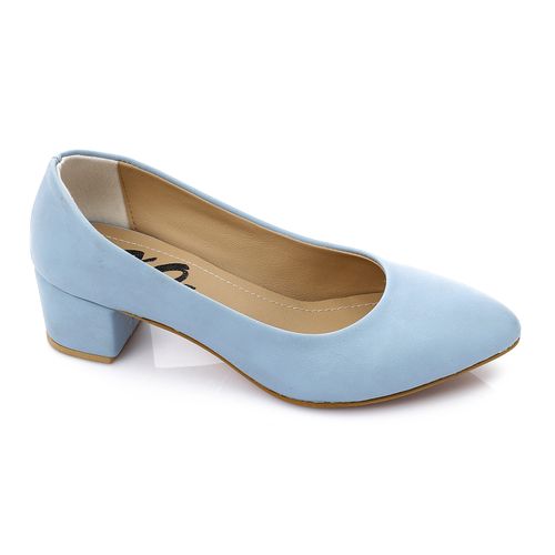 Faux leather Classic Heeled Shoes - Light Blue