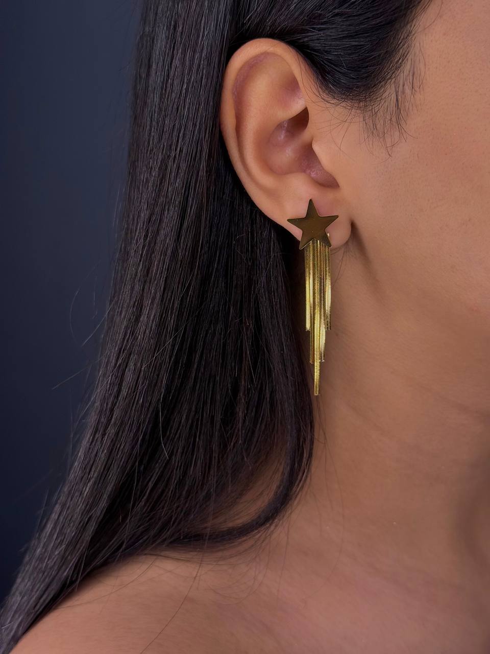 Gold-Plated Star Dangle Earrings