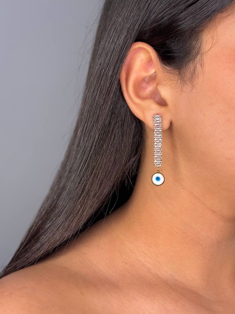 Gold-Plated Evil Eye Dazzling Earrings