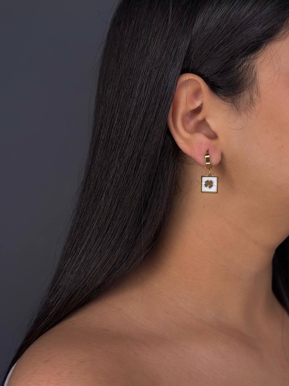 Gold-Plated Clover Flower Design Earrings