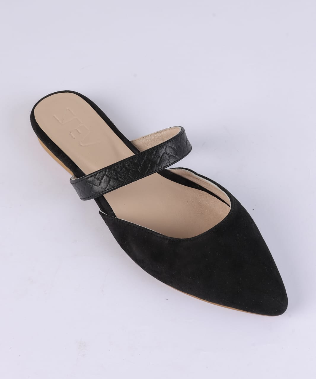Suede Pointed-Toe Mules - Black