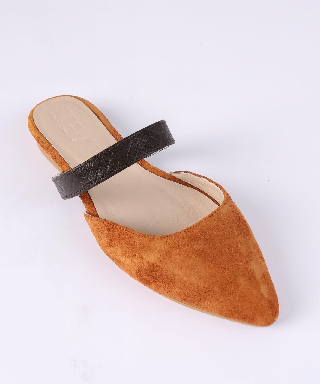 Suede Pointed-Toe Mules - Brown