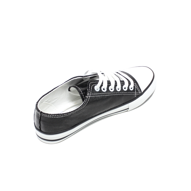 Shiny Faux leather Comfortable Sneakers - Black