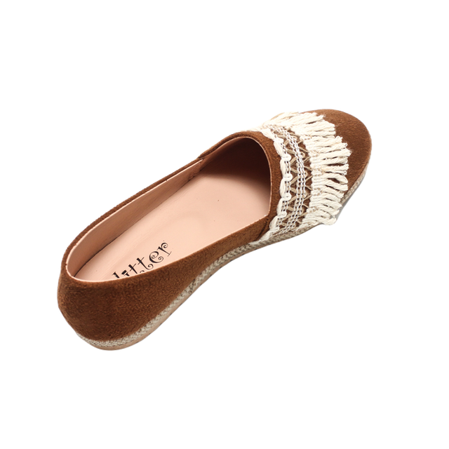 Suede Elegant Ballerina Shoes - Camel