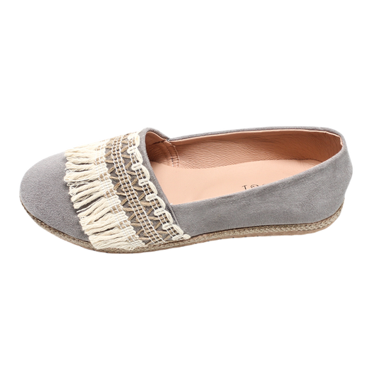Suede Elegant Ballerina Shoes - Gray