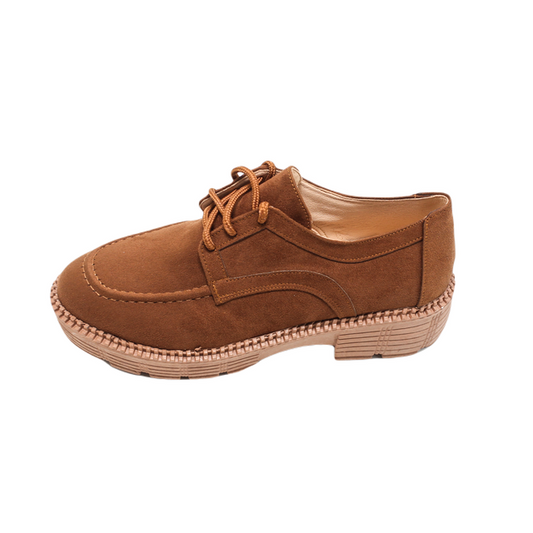 Suede Lace-Up Shoes – Camel
