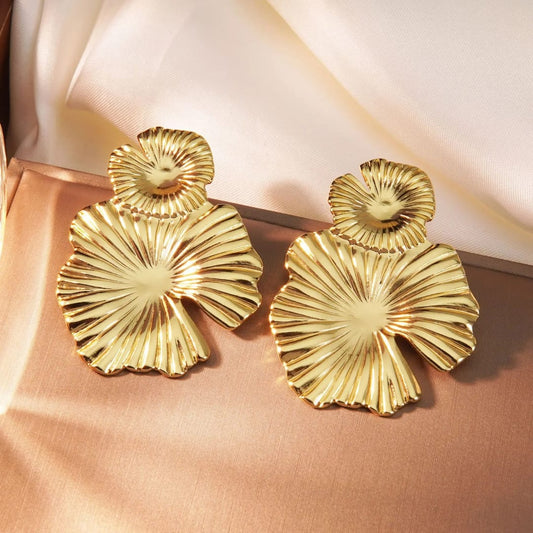 Gold-Plated Flower Design Earrings
