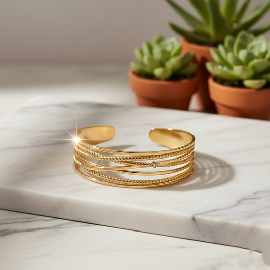 Stainless Steel Multi-shape Bracelet – Gold