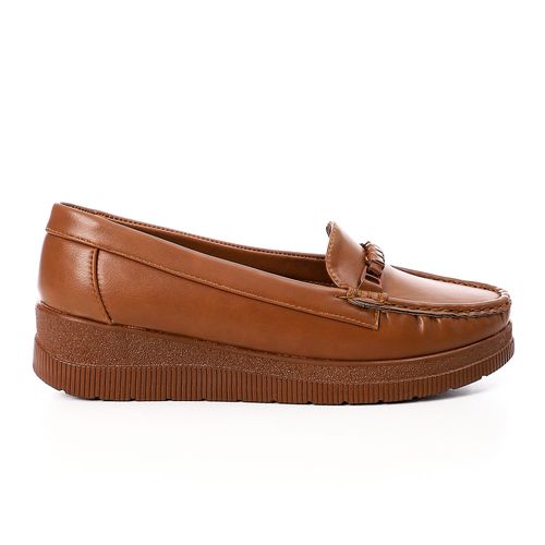 Faux Leather Platform Loafers – Tan