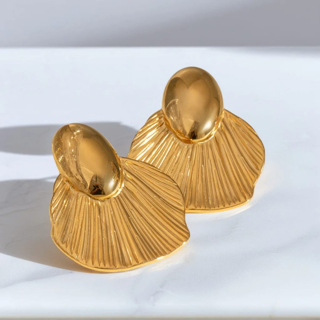 Gold-Plated Shell Design Earrings