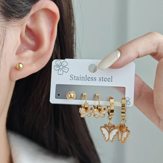 Gold-Plated Butterfly Earring Set
